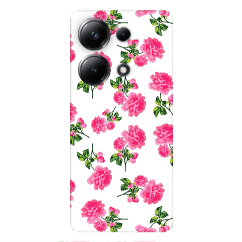 Xiaomi Poco M6 Pro 4G Roses White Transparent Silicone TPU Θήκη
