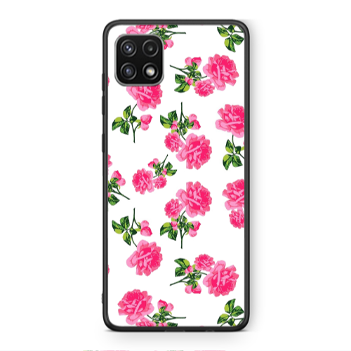 Samsung A22 5G Roses White Black Glossy Θήκη