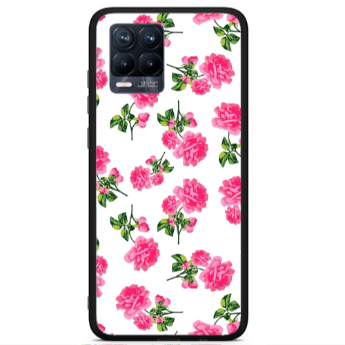Realme 8 i Roses White Black Glossy Θήκη