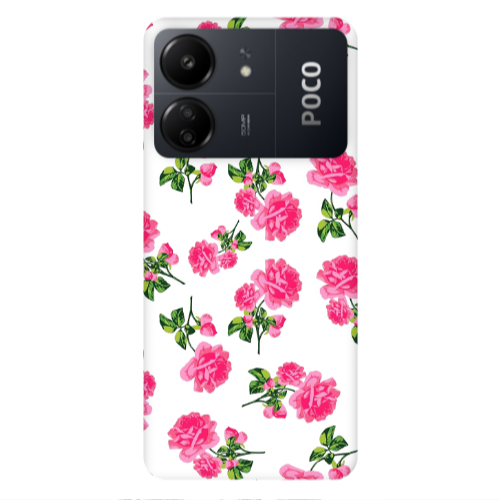 Xiaomi Poco C65 Roses White Transparent Silicone TPU Θήκη