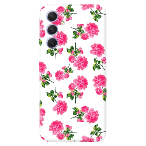 Samsung A55 Roses White Transparent Silicone TPU Θήκη