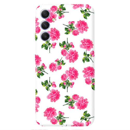 Samsung A25 Roses White Transparent Silicone TPU Θήκη