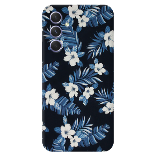 Samsung A56 flower blue laves Transparent Silicone TPU Θήκη
