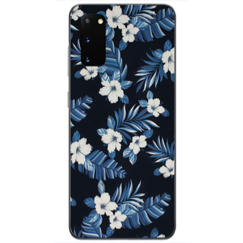 Samsung S20 flower blue laves Transparent Silicone TPU Θήκη
