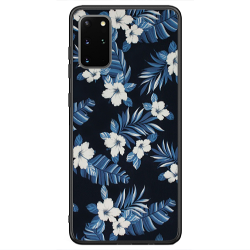 Samsung S20 flower blue laves Black Glossy Θήκη