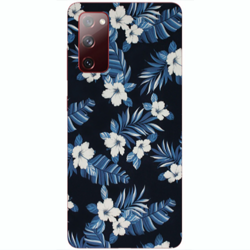Samsung S20 FE flower blue laves Transparent Silicone TPU Θήκη