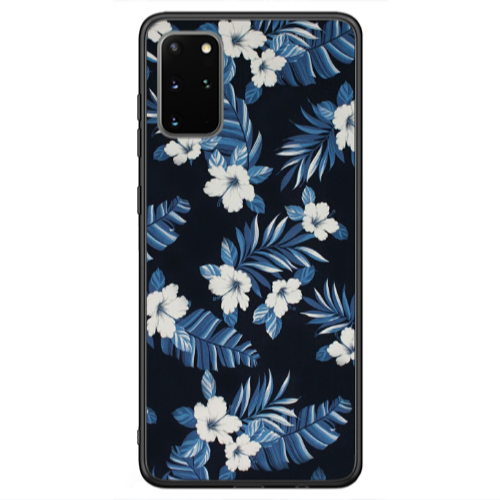 Samsung S20 FE flower blue laves Black Glossy Θήκη