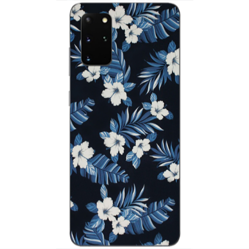 Samsung S20 Plus flower blue laves Transparent Silicone TPU Θήκη