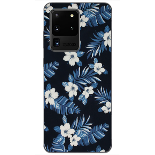 Samsung S20 Ultra flower blue laves Transparent Silicone TPU Θήκη