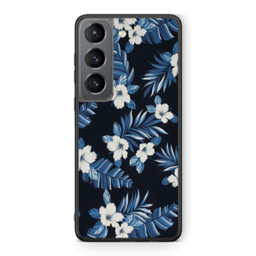 Samsung S21 flower blue laves Black Glossy Θήκη