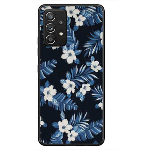 Samsung A33 flower blue laves Black Glossy Θήκη