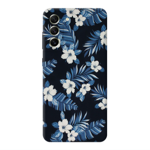 Samsung S22 flower blue laves Transparent Silicone TPU Θήκη