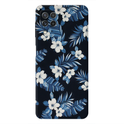Samsung A22 4G flower blue laves Transparent Silicone TPU Θήκη