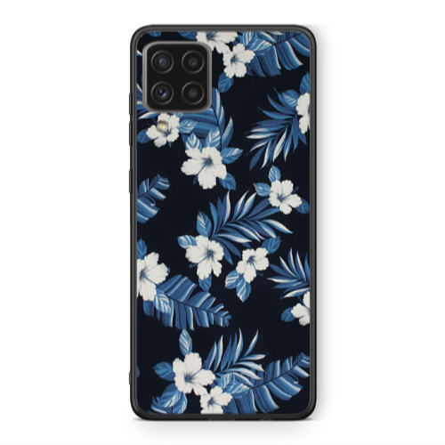 Samsung A22 4G flower blue laves Black Glossy Θήκη