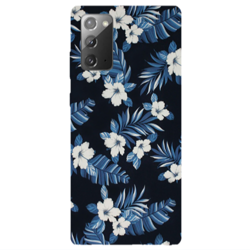 Samsung Note 20 flower blue laves Transparent Silicone TPU Θήκη