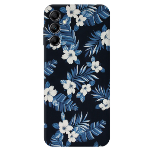 Samsung A14 5G flower blue laves Transparent Silicone TPU Θήκη
