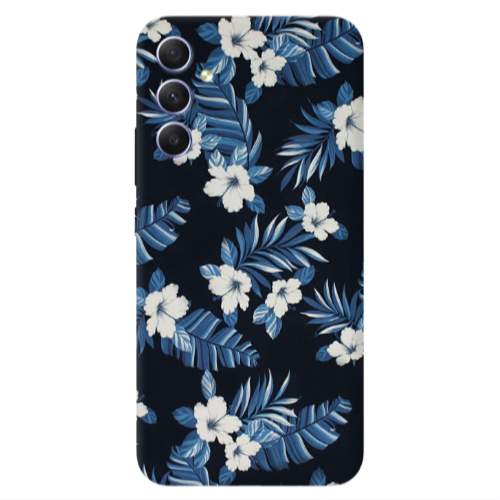 Samsung A34 flower blue laves Transparent Silicone TPU Θήκη