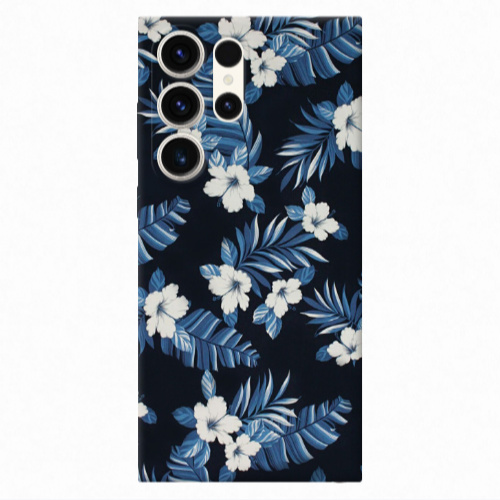 Samsung S23 Ultra flower blue laves Transparent Silicone TPU Θήκη