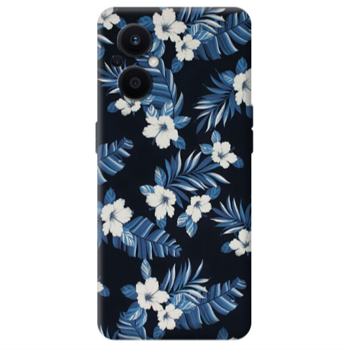 Oppo Reno 7 Lite flower blue laves Transparent Silicone TPU Θήκη