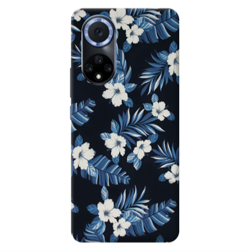 Huawei Nova 9 flower blue laves Transparent Silicone TPU Θήκη