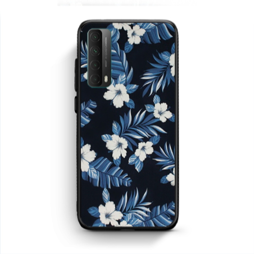 Huawei P Smart 2021 flower blue laves Black Glossy Θήκη