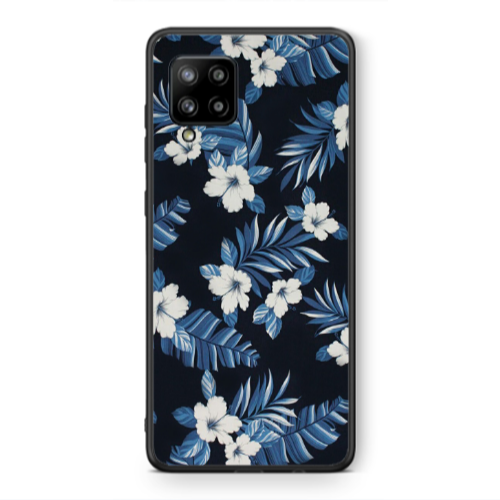 Samsung A42 5G flower blue laves Black Glossy Θήκη