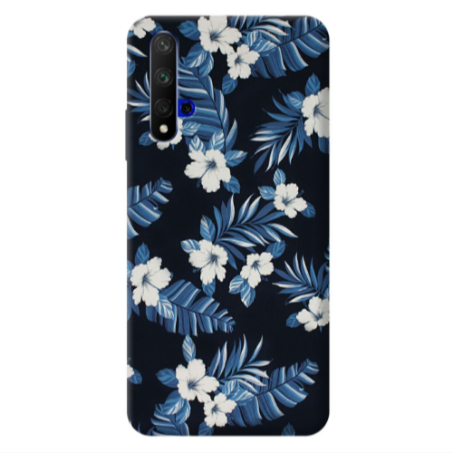 Huawei Nova 5 T flower blue laves Transparent Silicone TPU Θήκη