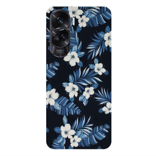 Honor 90 Lite 5G flower blue laves Transparent Silicone TPU Θήκη