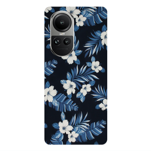 Oppo Reno10 5G flower blue laves Transparent Silicone TPU Θήκη