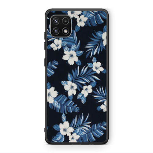 Samsung A22 5G flower blue laves Black Glossy Θήκη