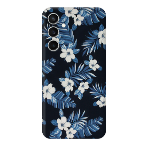 Samsung S24 Plus flower blue laves Transparent Silicone TPU Θήκη