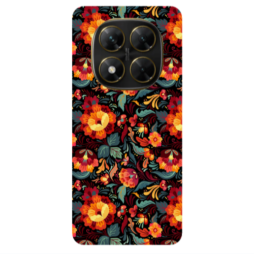 Xiaomi Poco X7 Orange flowers Transparent Silicone TPU Θήκη