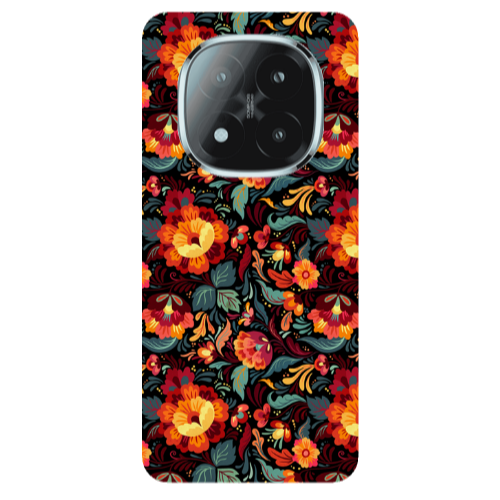 Xiaomi Redmi Note 14 Pro + 5g Orange flowers Transparent Silicone TPU Θήκη
