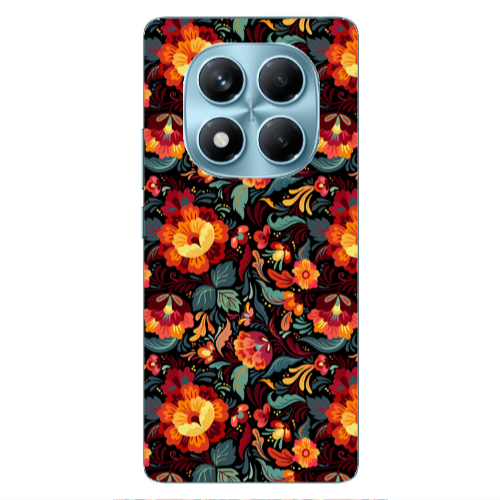 Xiaomi Redmi Note 14 Pro Orange flowers Transparent Silicone TPU Θήκη