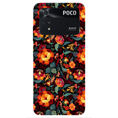 Xiaomi Poco M4 Pro 4G Orange flowers Transparent Silicone TPU Θήκη