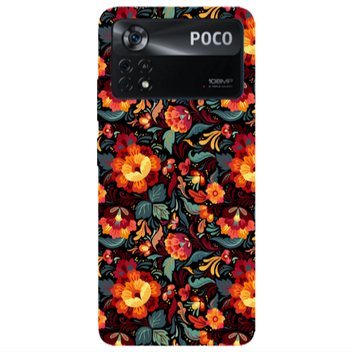 Xiaomi Poco X4 Pro Orange flowers Transparent Silicone TPU Θήκη