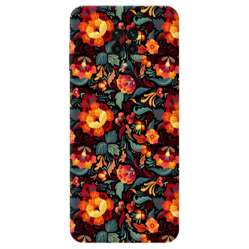 Xiaomi Redmi Note 9S Orange flowers Transparent Silicone TPU Θήκη