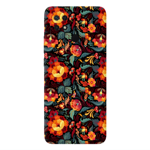 Xiaomi Poco C40 Orange flowers Transparent Silicone TPU Θήκη