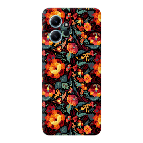 Xiaomi Redmi Note 12 4G Orange flowers Transparent Silicone TPU Θήκη