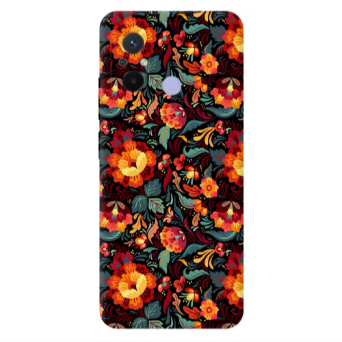 Xiaomi Redmi 12C Orange flowers Transparent Silicone TPU Θήκη