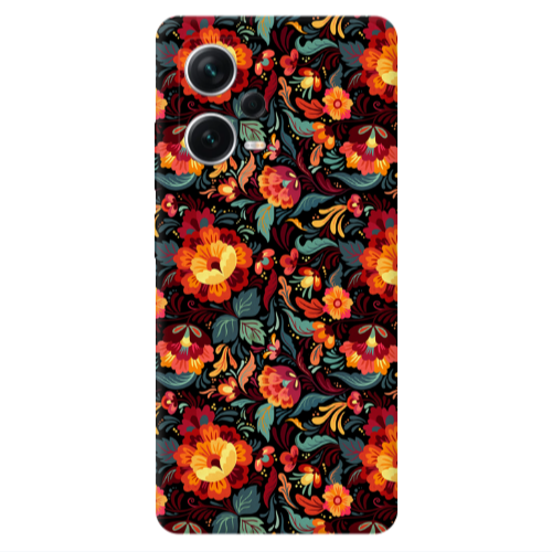 Xiaomi Redmi Note 12 5G Orange flowers Transparent Silicone TPU Θήκη