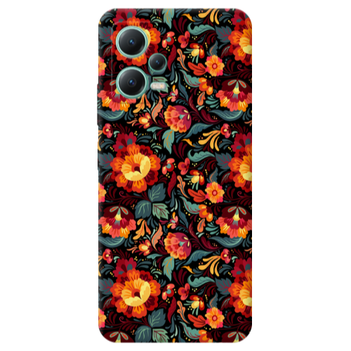 Xiaomi Redmi Note 12 Pro Plus 5G Orange flowers Transparent Silicone TPU Θήκη