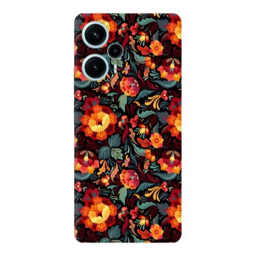 Xiaomi Poco F5 Orange flowers Transparent Silicone TPU Θήκη