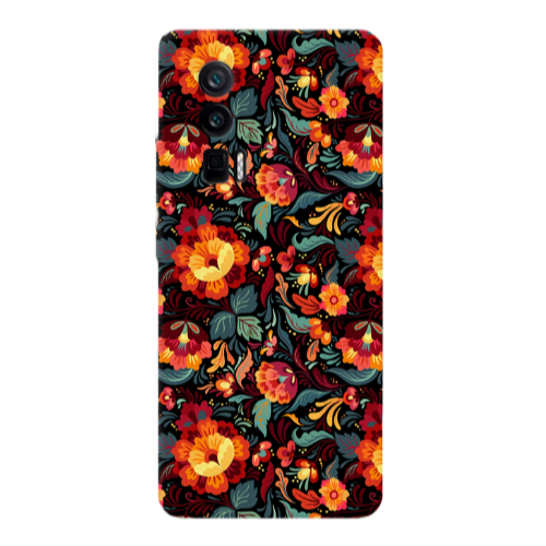 Xiaomi Poco F5 Pro Orange flowers Transparent Silicone TPU Θήκη