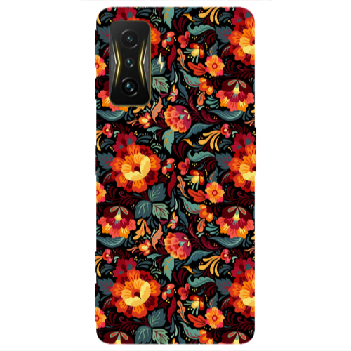 Xiaomi Poco F4 Gt Orange flowers Transparent Silicone TPU Θήκη