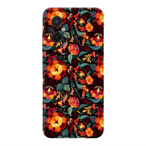 Xiaomi Poco M5 Orange flowers Transparent Silicone TPU Θήκη