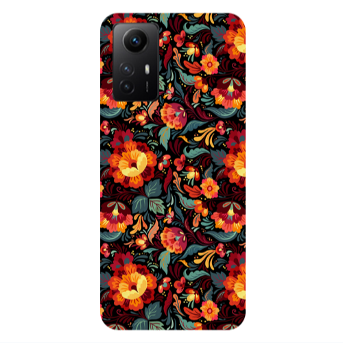 Xiaomi Redmi Note 12s Orange flowers Transparent Silicone TPU Θήκη