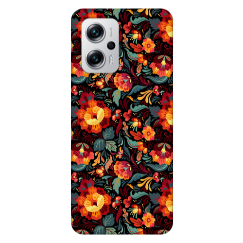 Xiaomi Poco X4 GT Orange flowers Transparent Silicone TPU Θήκη