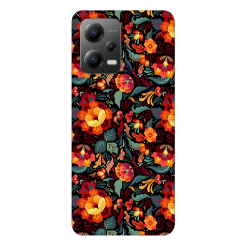 Xiaomi Poco X5 Orange flowers Transparent Silicone TPU Θήκη