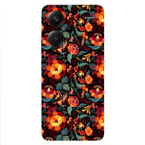 Xiaomi Redmi Note 13 Pro+ 5G  Orange flowers Transparent Silicone TPU Θήκη